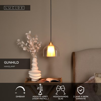 Lucide GUNHILD - Hanglamp - Ø 24 cm - 1xE27 - Transparant